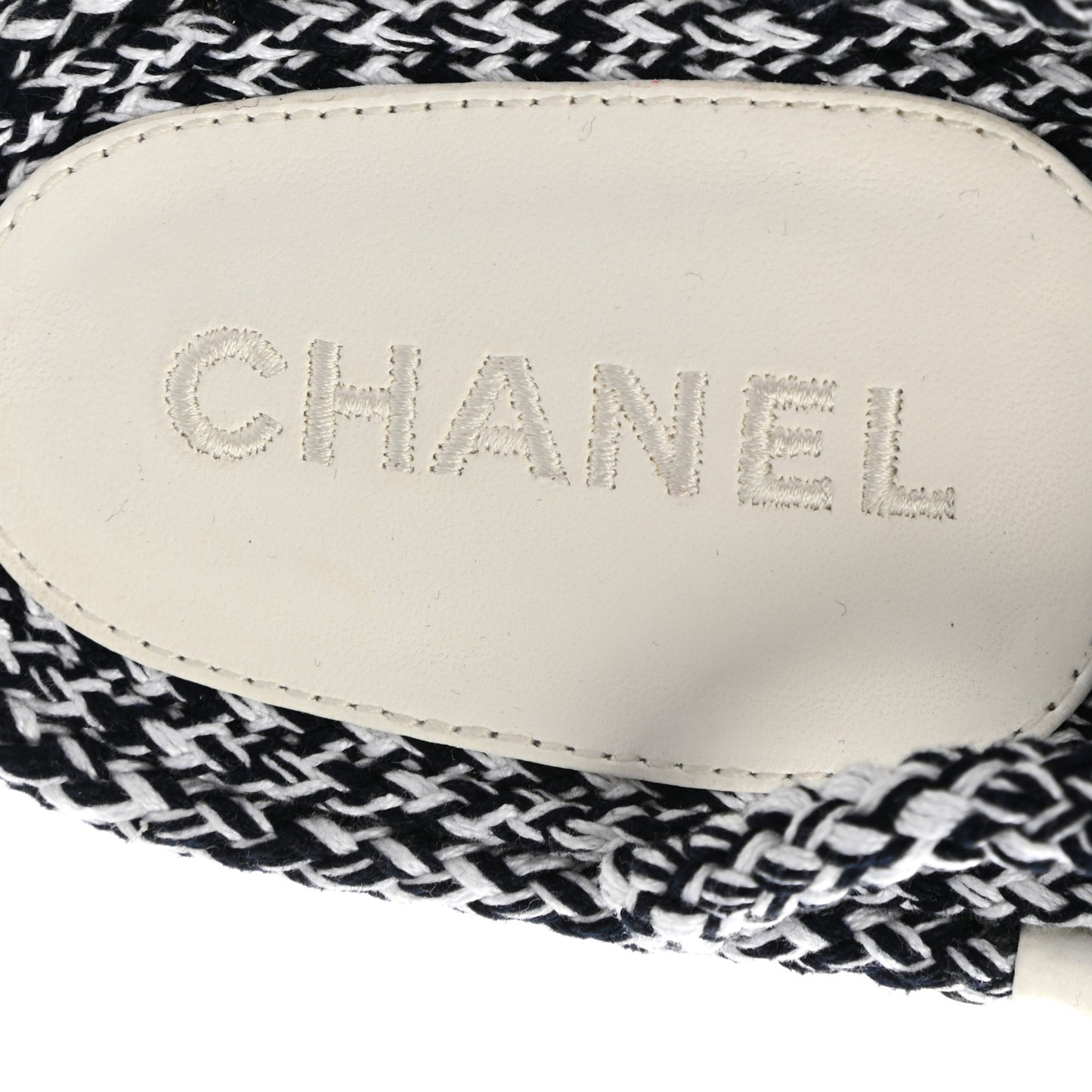 Lambskin Cord Chain CC Sandals 38 Black White