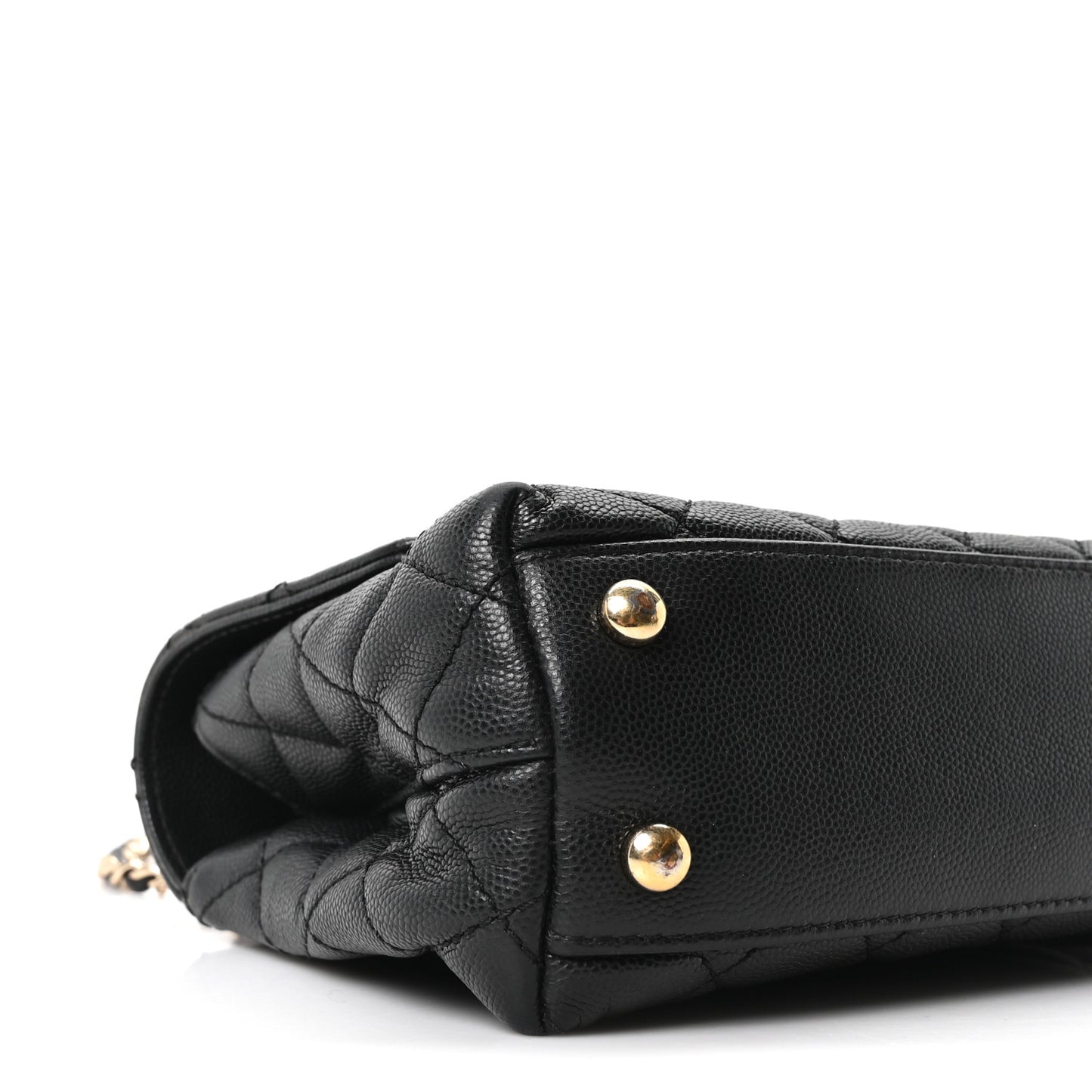Caviar Lizard Embossed Quilted Mini Coco Handle Flap Black