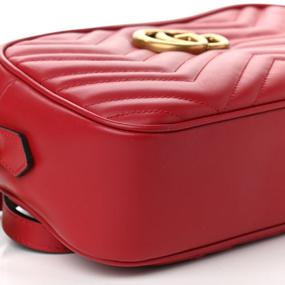 Gucci Calfskin Matelasse Small GG Marmont Chain Shoulder Bag Hibiscus Red 15 of 17