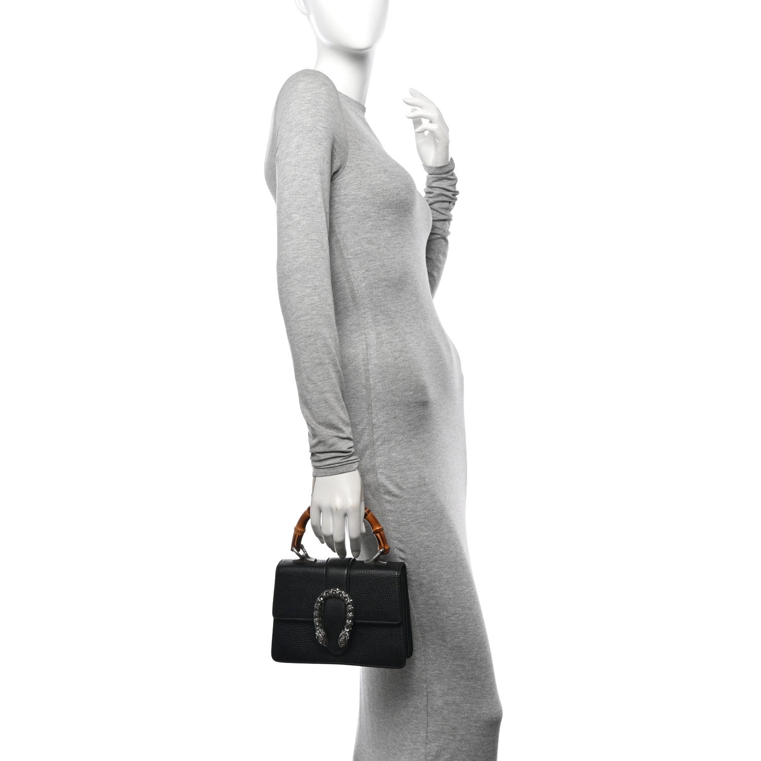 Gucci Dollar Calfskin Crystal Web Mini Dionysus Bamboo Top Handle Bag Black Black Diamond 2 of 10