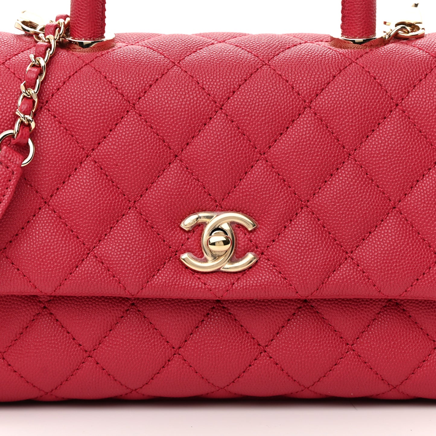 Caviar Quilted Mini Coco Handle Flap Fuchsia
