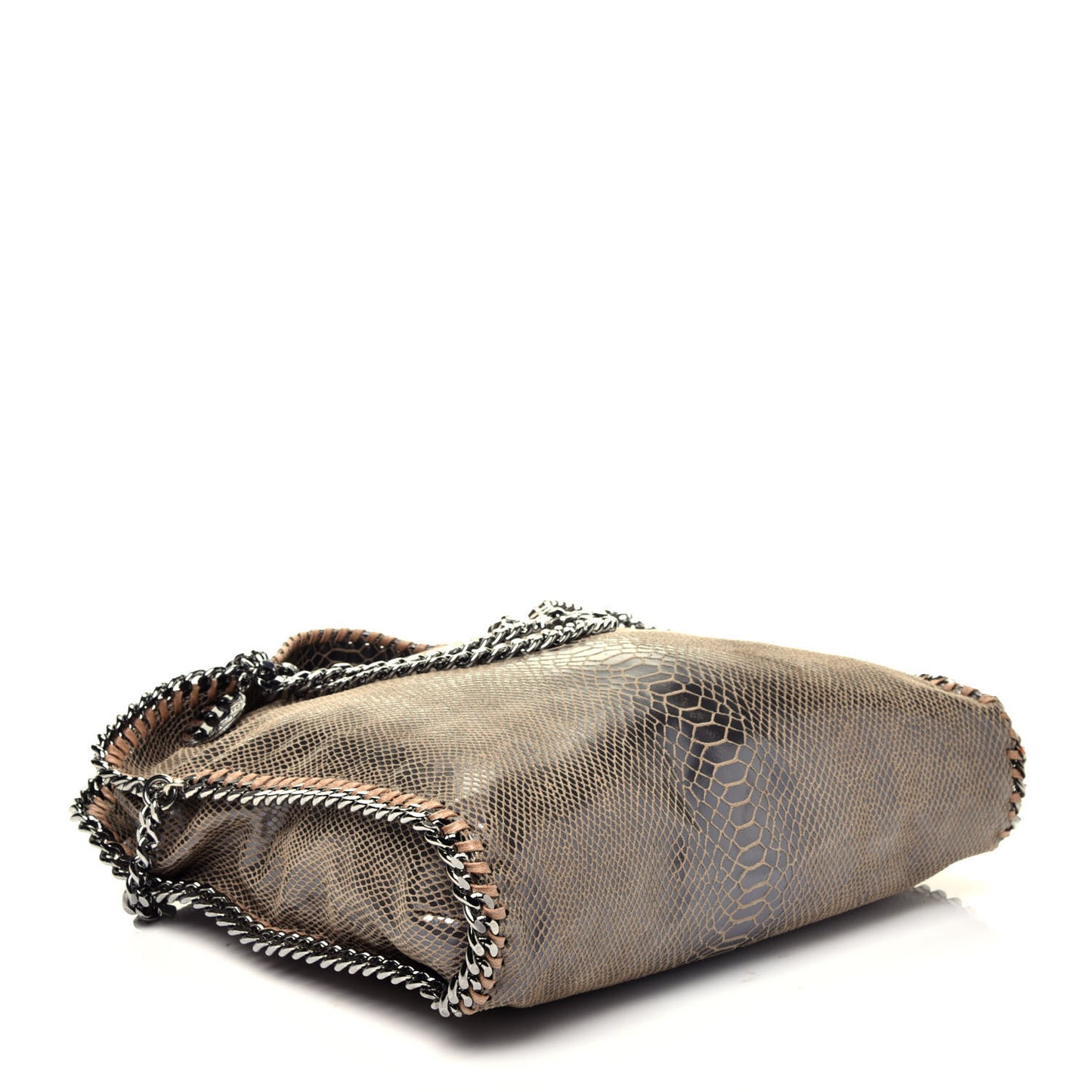 Metallic Snakeskin Print Small Falabella Fold Over Tote Brown