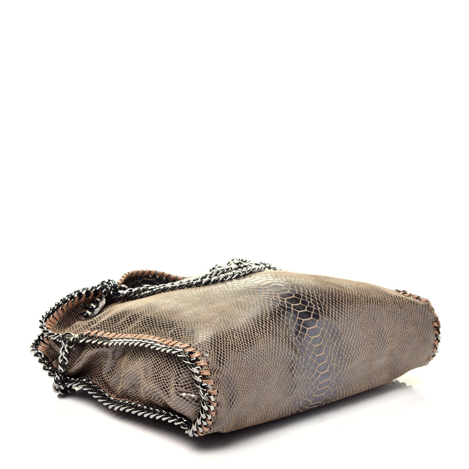 Stella McCartney Metallic Snakeskin Print Small Falabella Fold Over Tote Brown 5 of 9