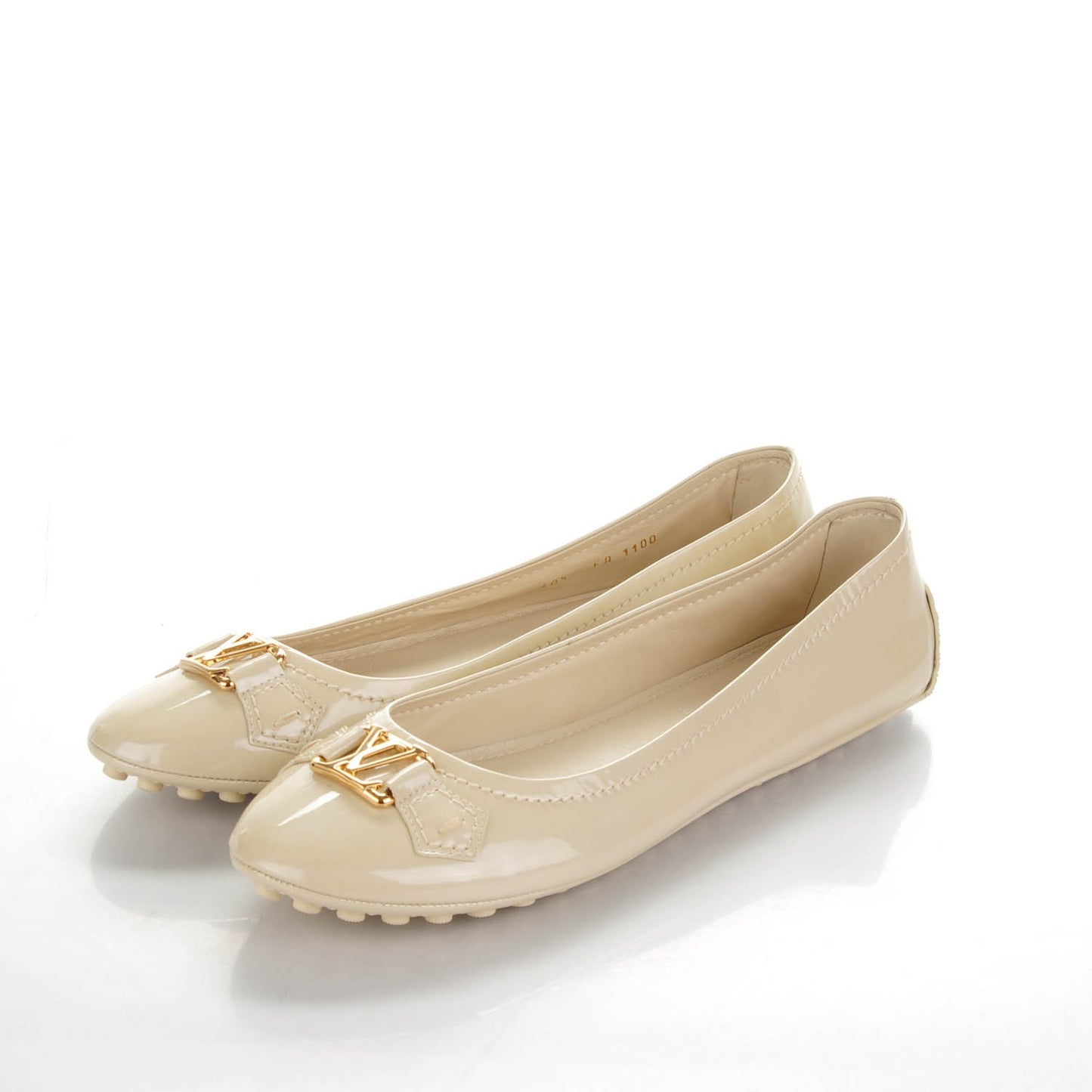 Patent Calfskin Oxford Ballerina Flats 40.5 Creme