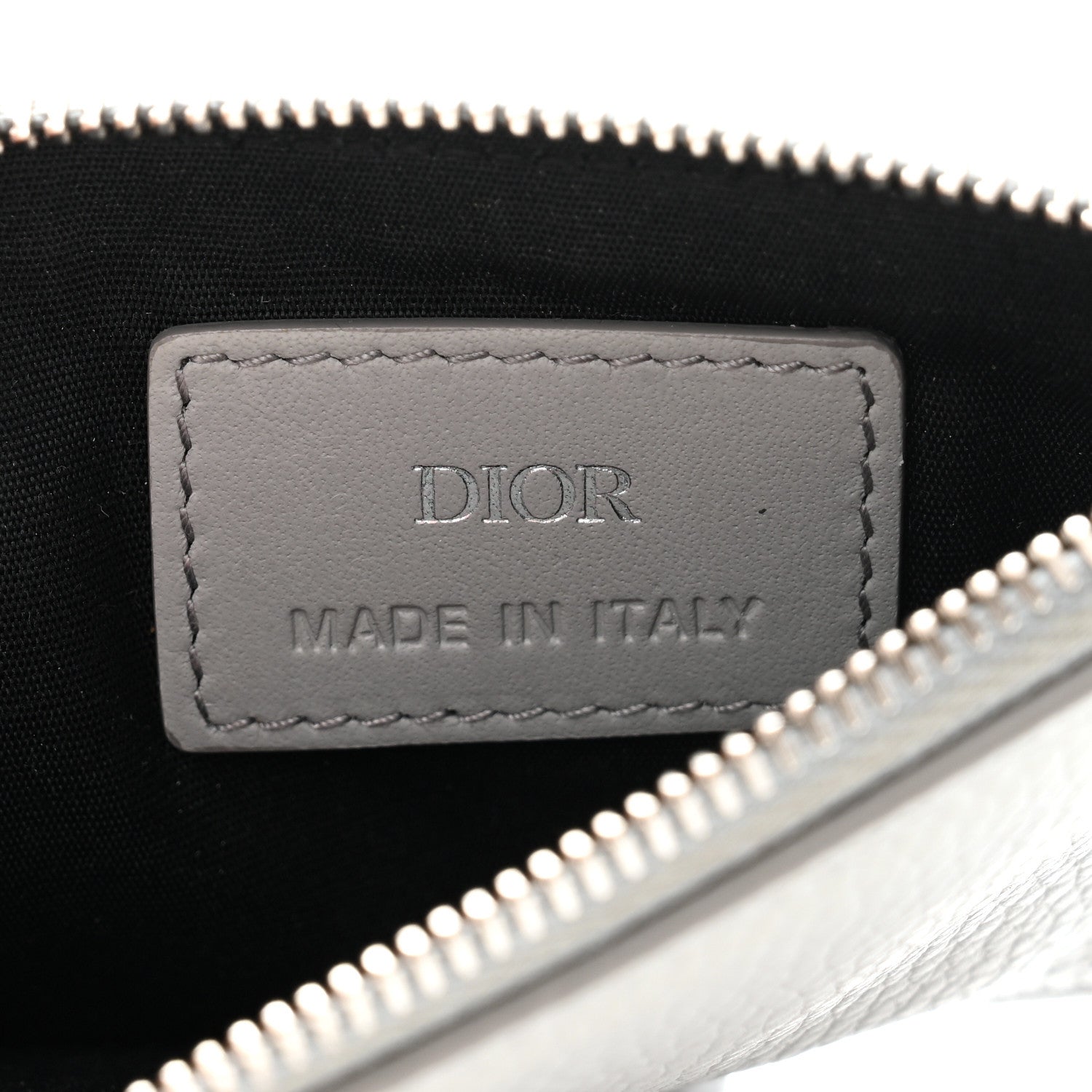 Christian Dior Grained Calfskin CD Icon Signature Zip Card Holder Grey 6 of 7