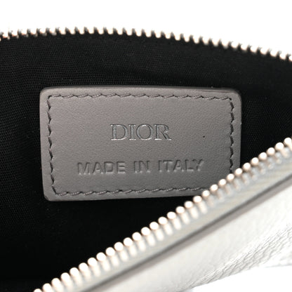 Christian Dior Grained Calfskin CD Icon Signature Zip Card Holder Grey 6 of 7