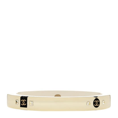 Chanel Resin Crystal CC Bangle Bracelet White 1 of 4