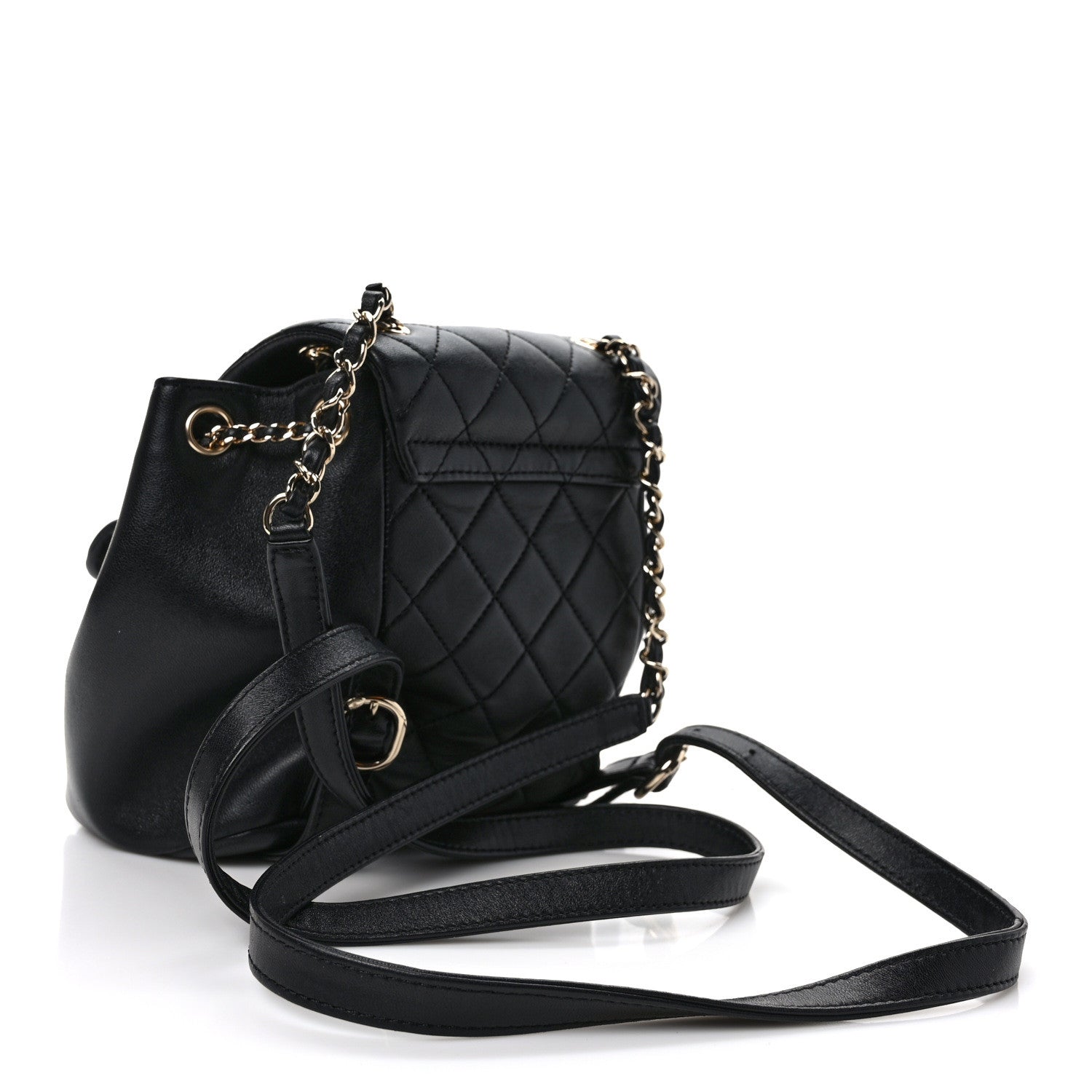 Chanel Lambskin Quilted Small Duma Drawstring Backpack Black 3 of 10