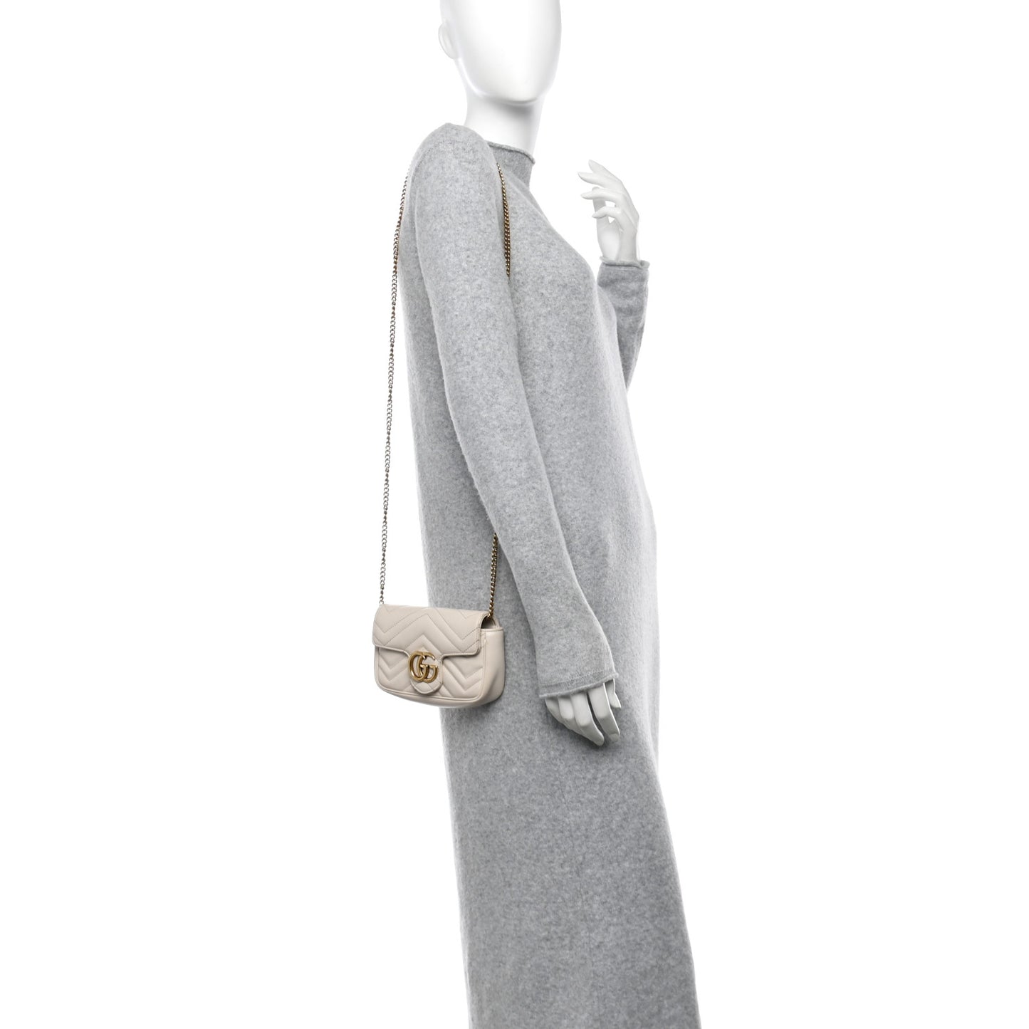 Calfskin Matelasse Super Mini GG Marmont Shoulder Bag White