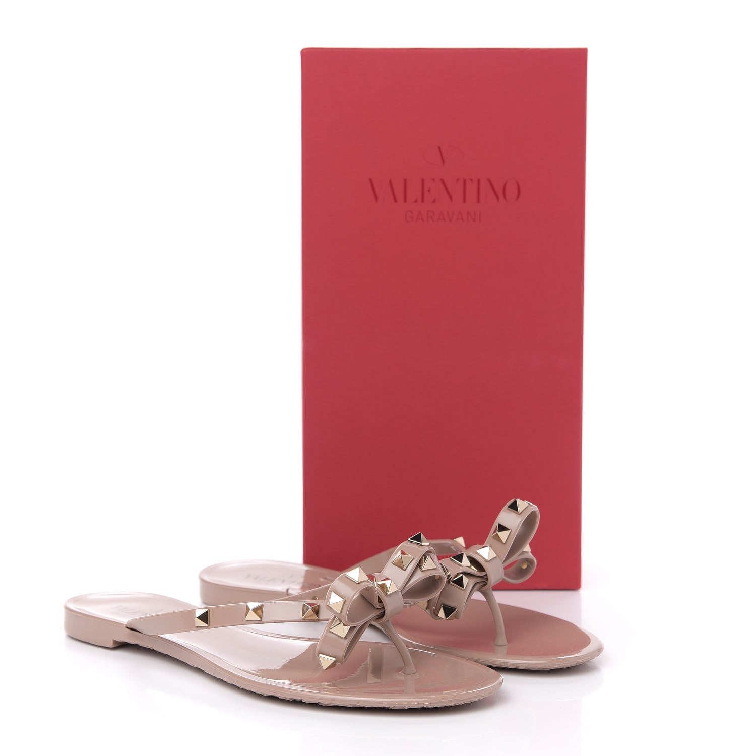 Valentino Garavani PVC Jelly Rockstud Bow Thong Sandals 40 Poudre 8 of 8