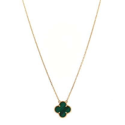 Van Cleef & Arpels 18K Yellow Gold Malachite Vintage Alhambra Pendant Necklace 1 of 7