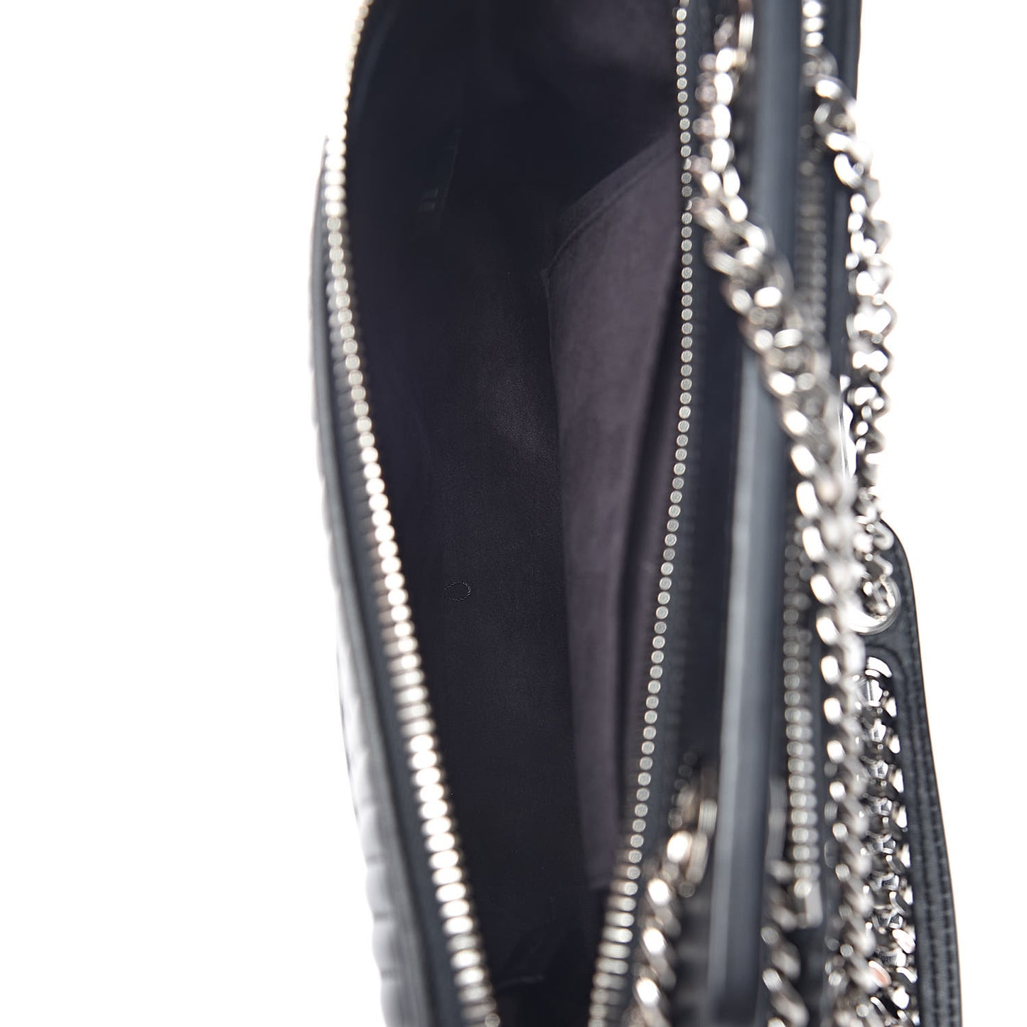 Shiny Nappa Trapuntata Chain Small DotCom Click Chain Satchel Black