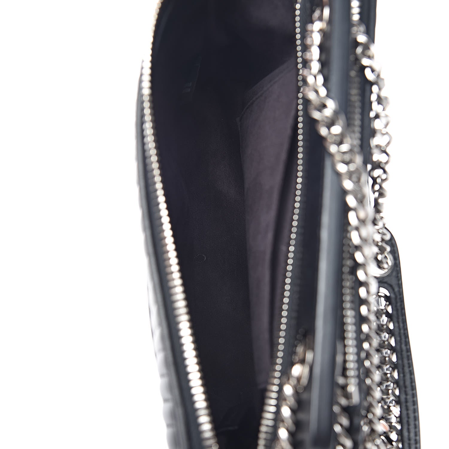 Fendi Shiny Nappa Trapuntata Chain Small DotCom Click Chain Satchel Black 8 of 14
