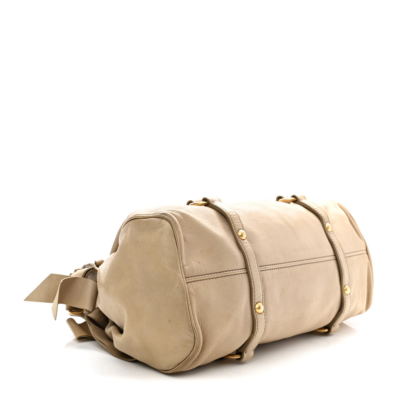 Miu Miu Vitello Lux Bow Bag Beige 4 of 14