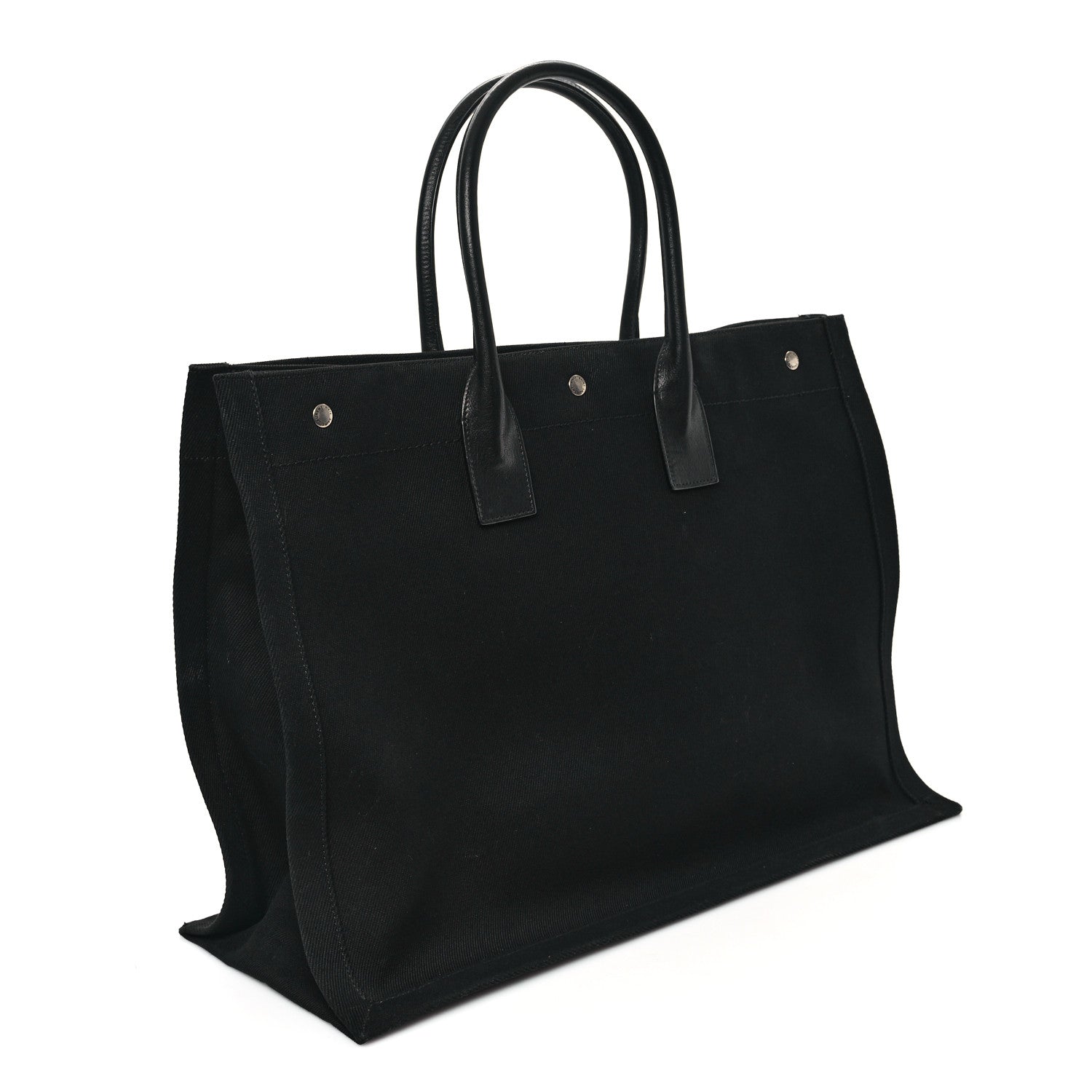 Saint Laurent Linen Calfskin Rive Gauche Tote Black 2 of 8