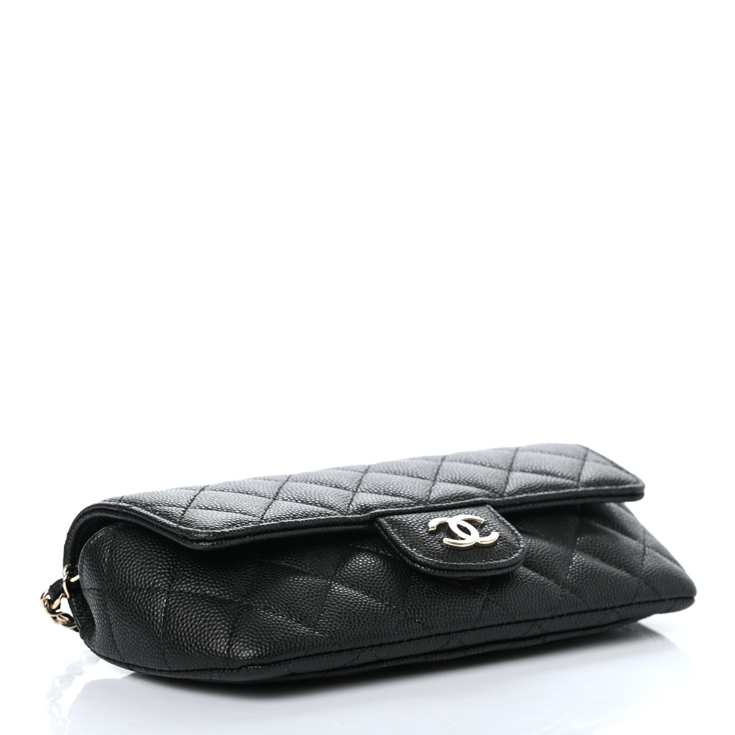 Caviar Quilted Glasses Case With Chain Black