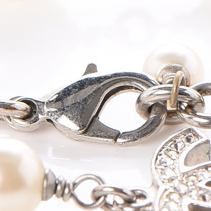 Chanel Crystal Pearl CC Long Necklace Silver 5 of 7