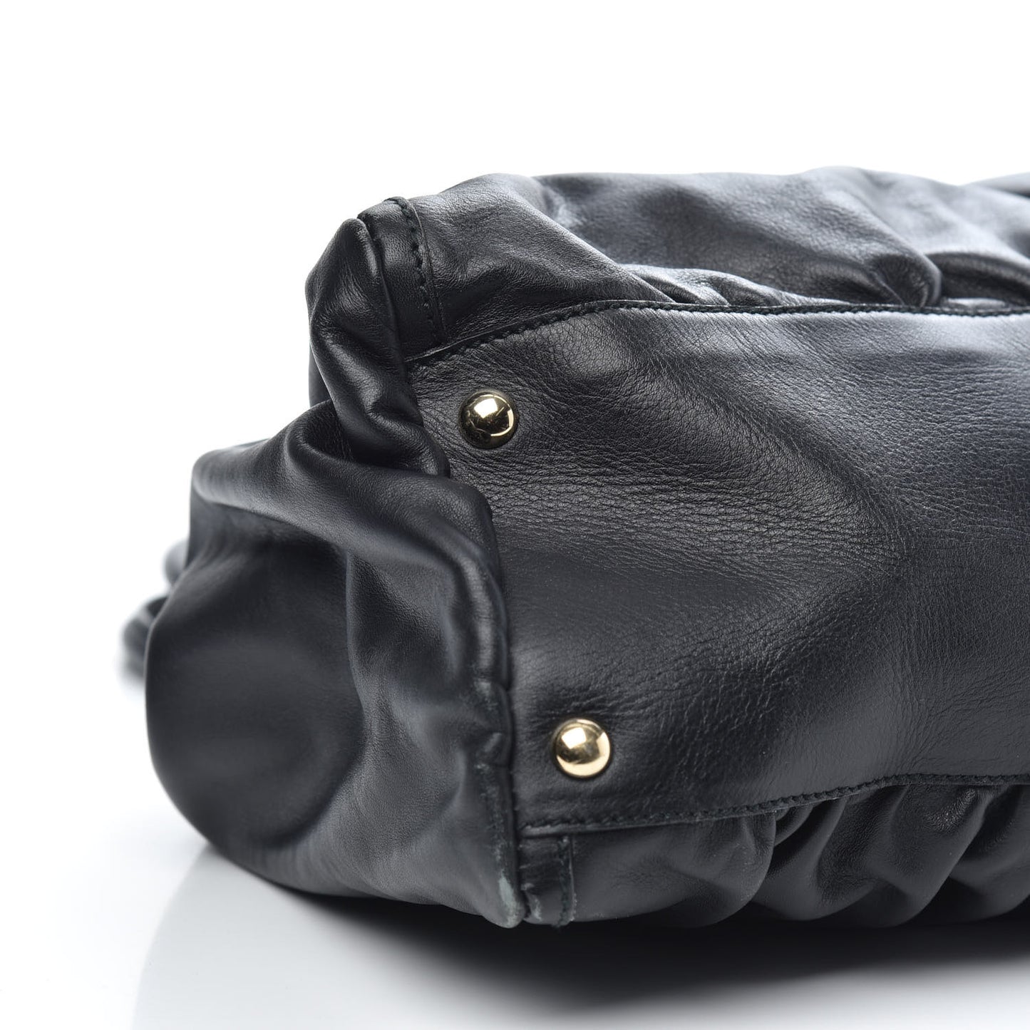Calfskin Large D Gold Ring Shoulder Bag Black