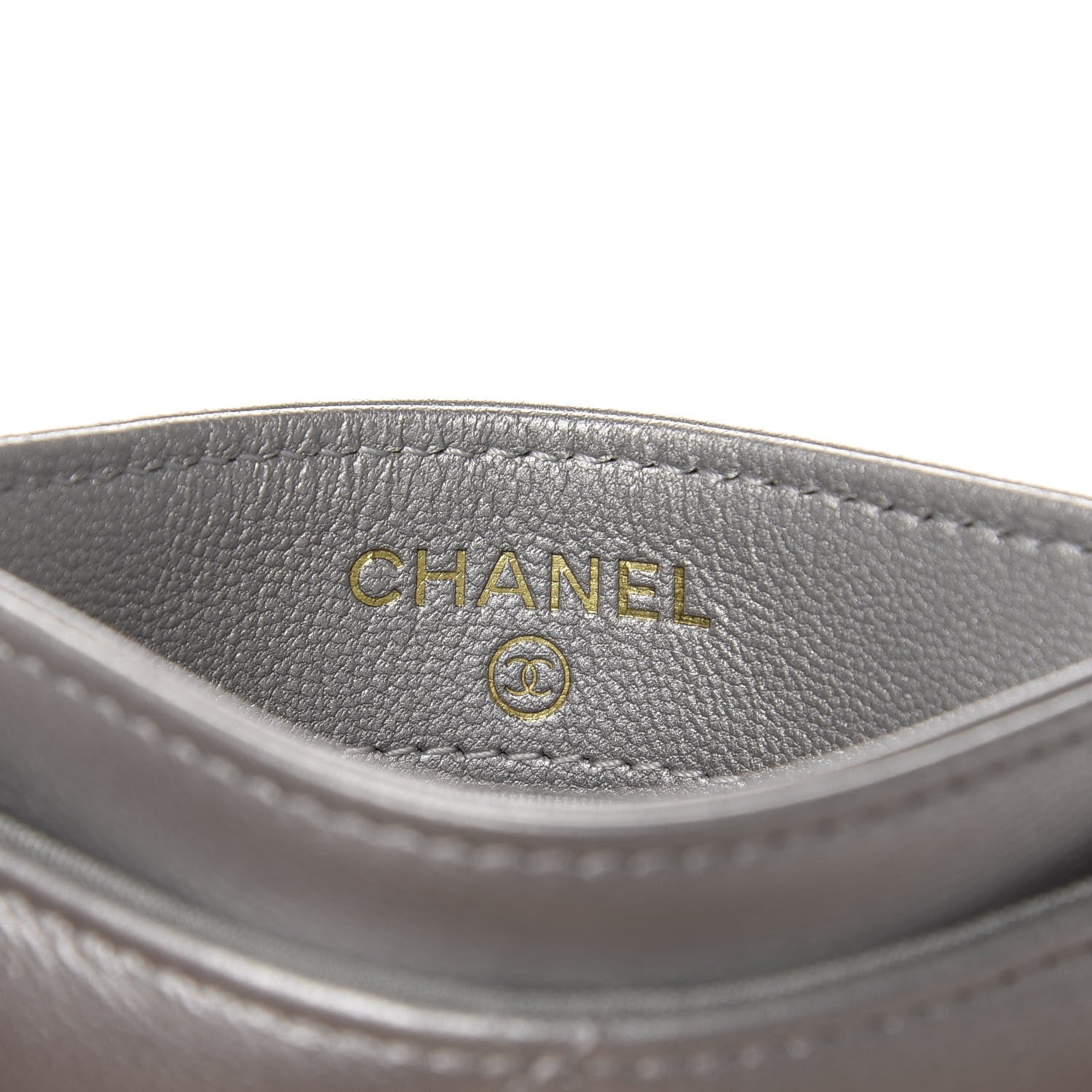 Chanel Metallic Goatskin Quilted 19 Card Holder Silver 6 of 9