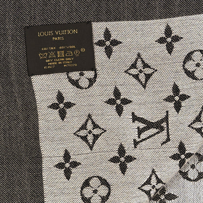 Louis Vuitton Silk Wool Monogram Denim Shawl Black 3 of 3