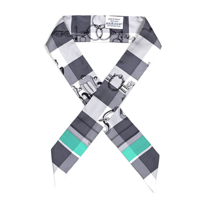 Hermes Silk Mors Et Gourmettes Vichy Twilly Anthracite Menthol White 1 of 4