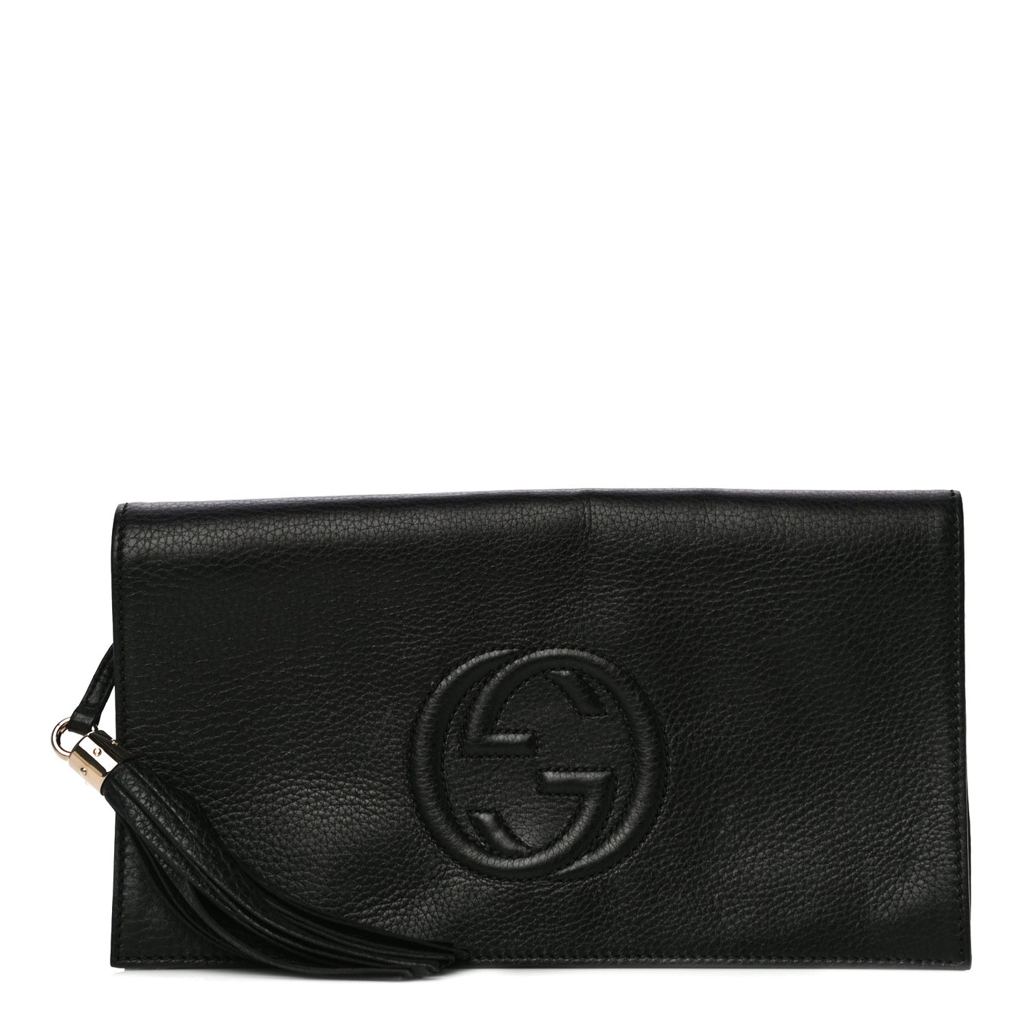 Pebbled Calfskin Medium Soho Clutch Black
