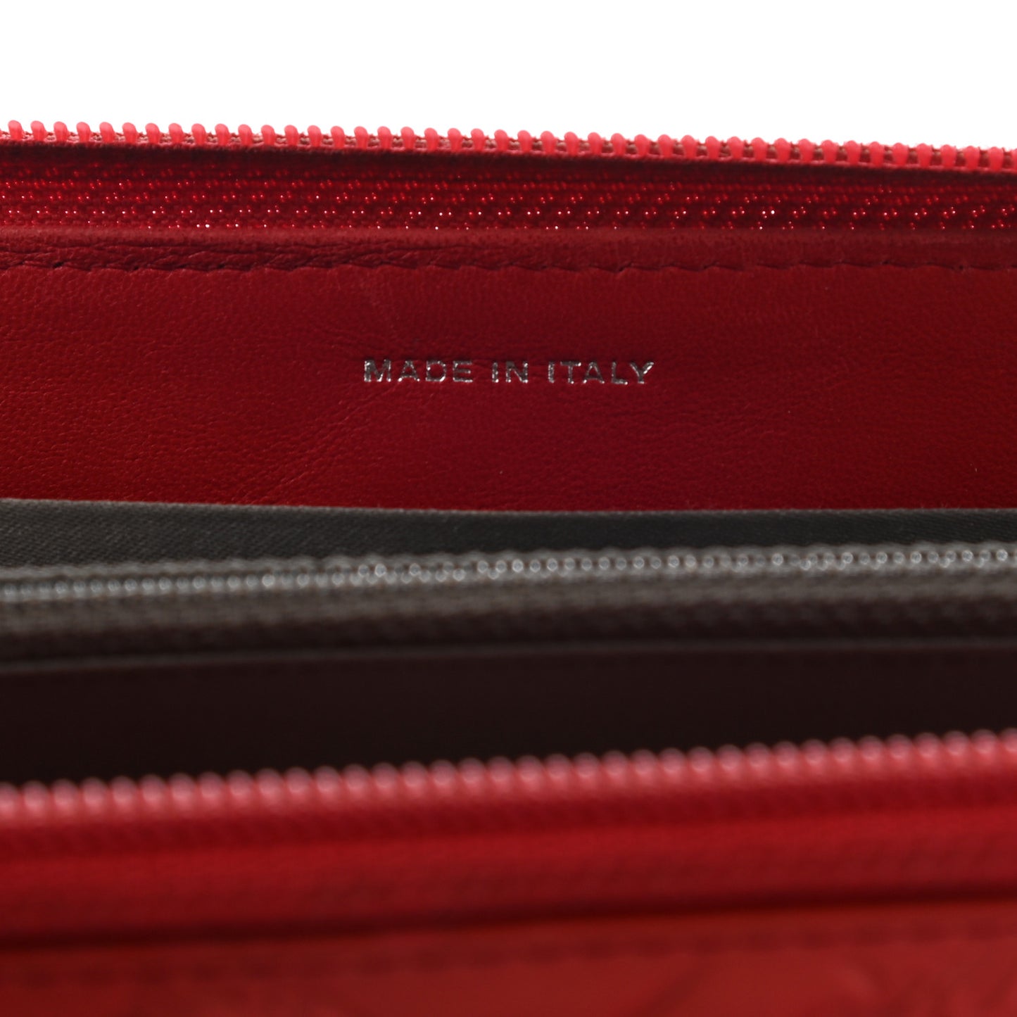Patent Calfskin Lucky Symbols Zip Around Wallet Red