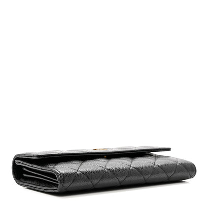 Chanel Caviar Quilted Large Gusset Flap Wallet Black 4 of 9
