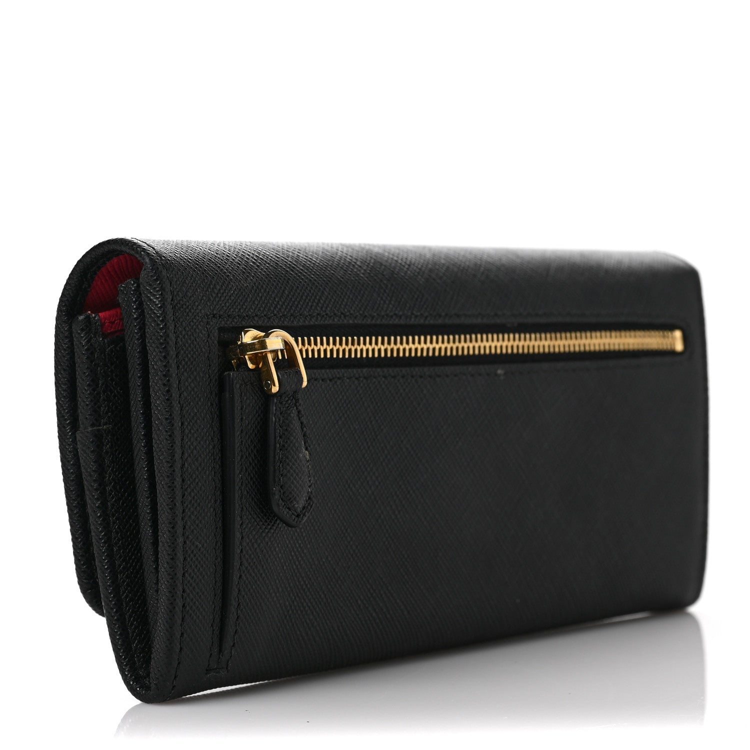 Prada Saffiano Continental Flap Wallet Black Ibisco 4 of 10
