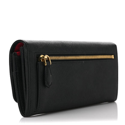 Prada Saffiano Continental Flap Wallet Black Ibisco 4 of 10