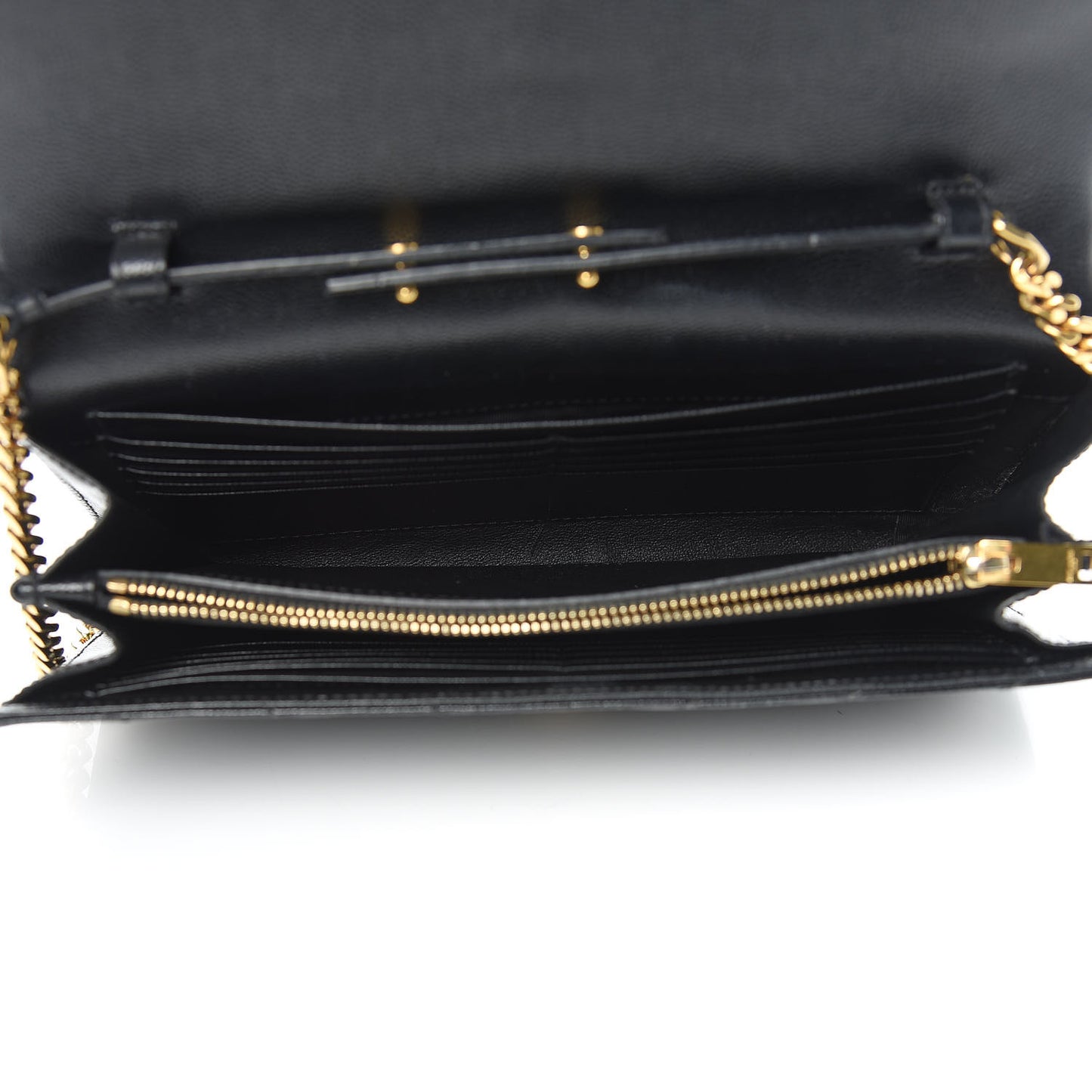 Grain De Poudre Matelasse Chevron Monogram Chain Wallet Black