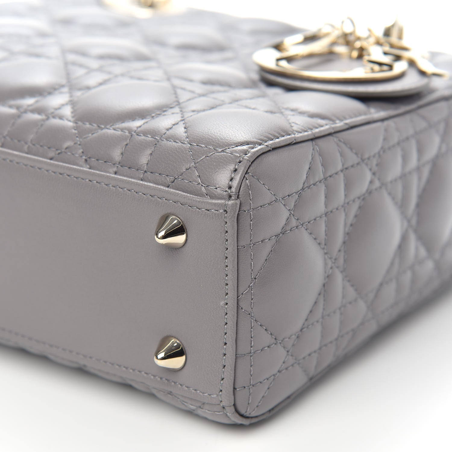 Christian Dior Lambskin Cannage Small My ABCDior Lady Dior Grey 8 of 9