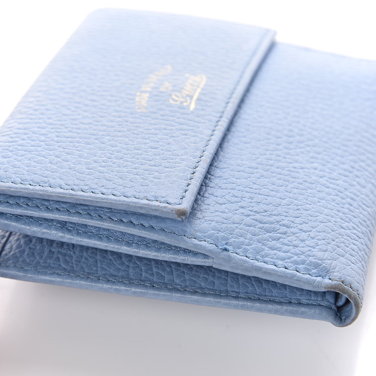 Dollar Calfskin Swing French Flap Wallet Mineral Blue