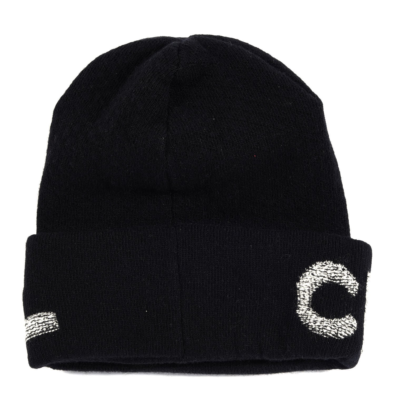 Chanel Cashmere Logo Beanie Hat Black Light Grey 2 of 3