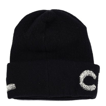 Chanel Cashmere Logo Beanie Hat Black Light Grey 2 of 3