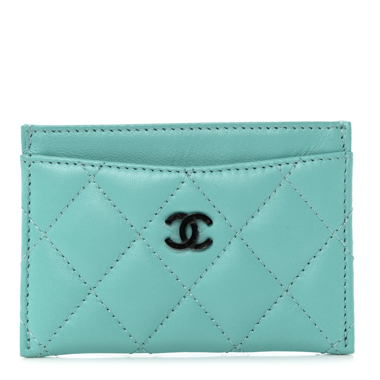 Chanel Lambskin Quilted Card Holder Turquoise 1 of 9