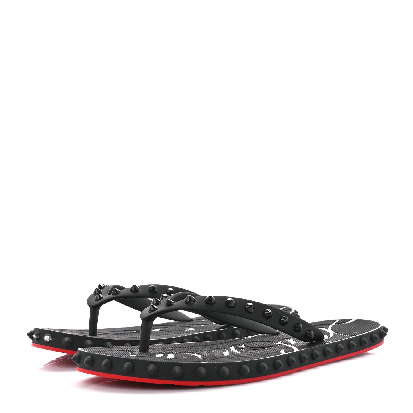 Rubber Spike Super Loubi Flip Flop Sandals 40 Black