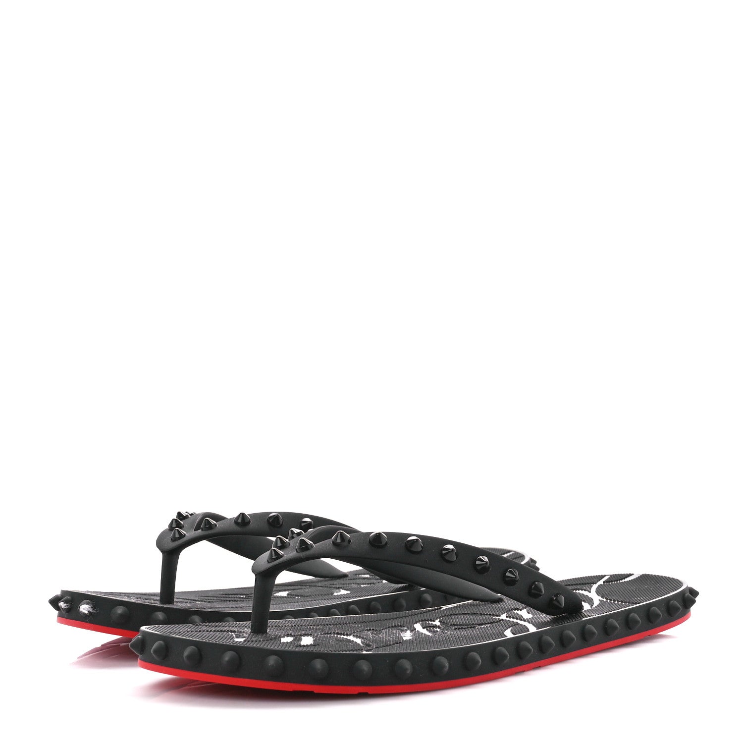 Christian Louboutin Rubber Spike Super Loubi Flip Flop Sandals 40 Black 3 of 7