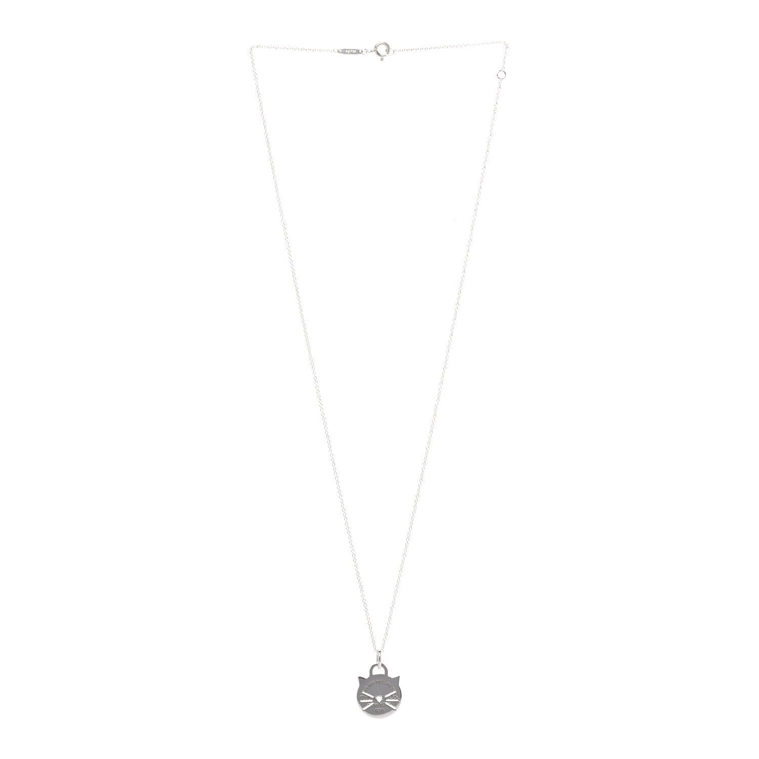 Tiffany Sterling Silver Return To Tiffany Cat Pendant Necklace 3 of 7