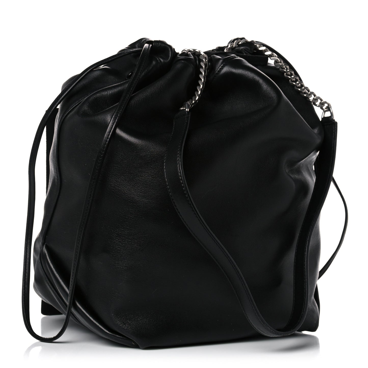 Lambskin Teddy Drawstring Bag Black