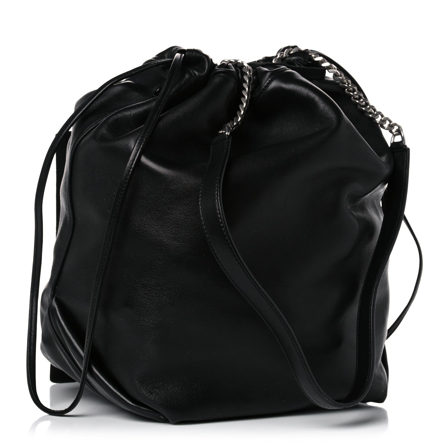 Saint Laurent Lambskin Teddy Drawstring Bag Black 4 of 13