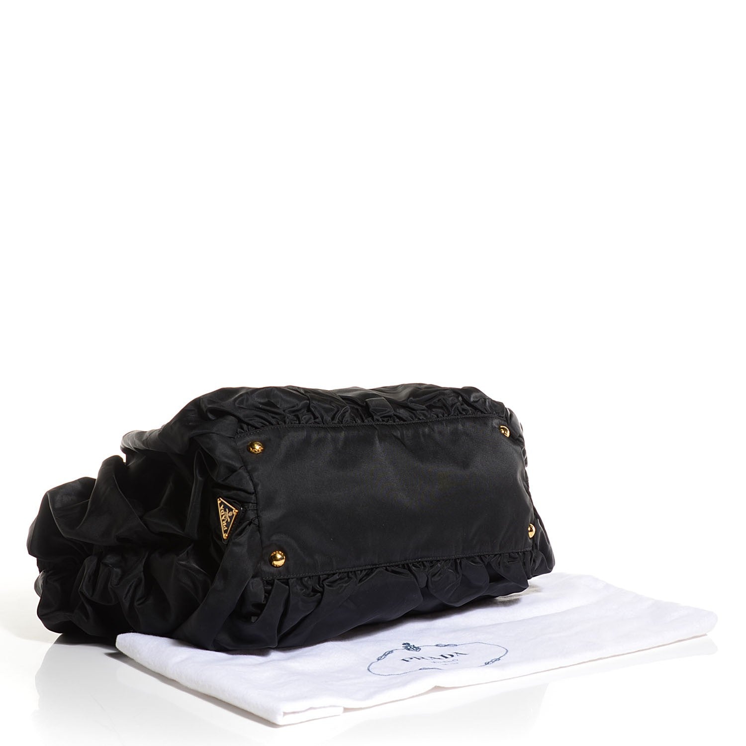 Prada Tessuto Nylon Origami Pleated Tote Black 4 of 11
