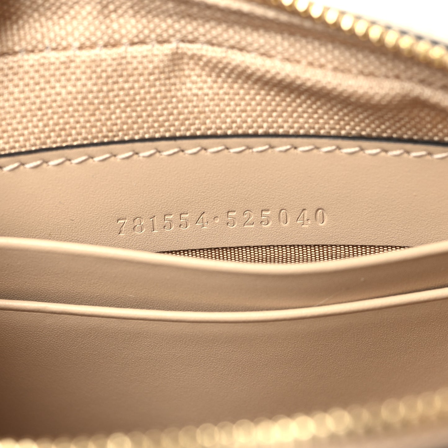 Calfskin GG Super Mini Debossed Chain Wallet Light Beige