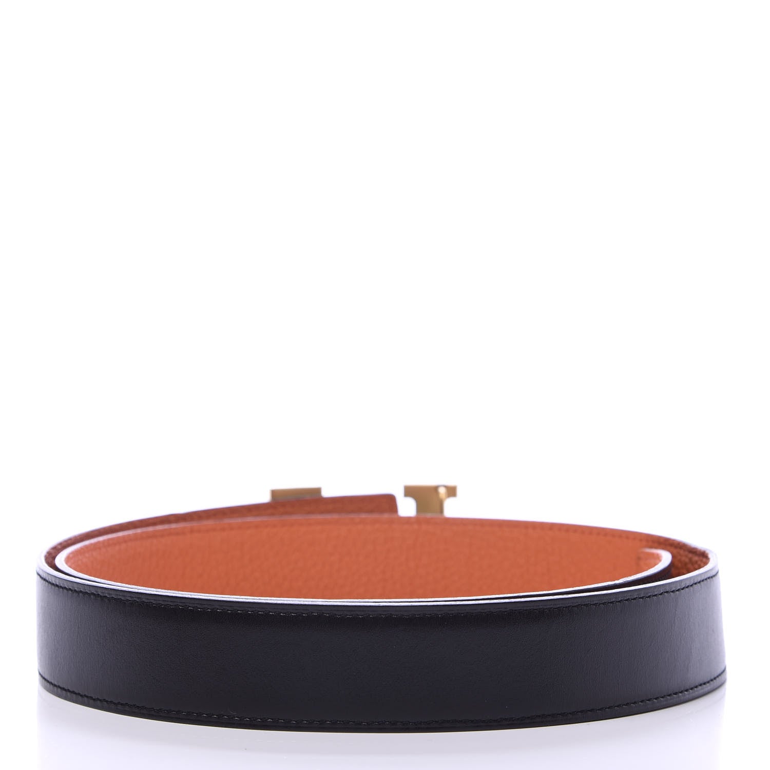 Hermes Box Togo 32mm Martelee H Belt 90 Black Orange 2 of 8