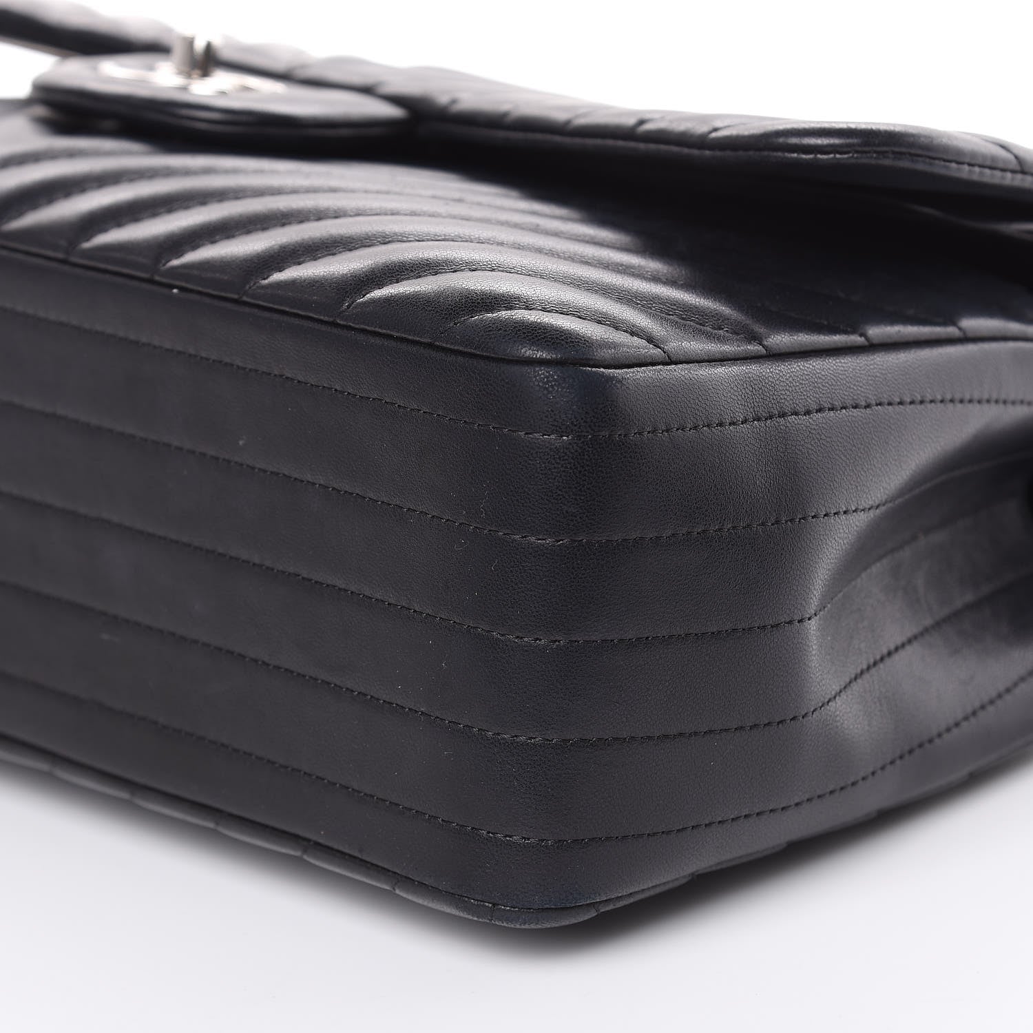 Chanel Lambskin Chevron Quilted Jumbo Double Flap Black 9 of 20