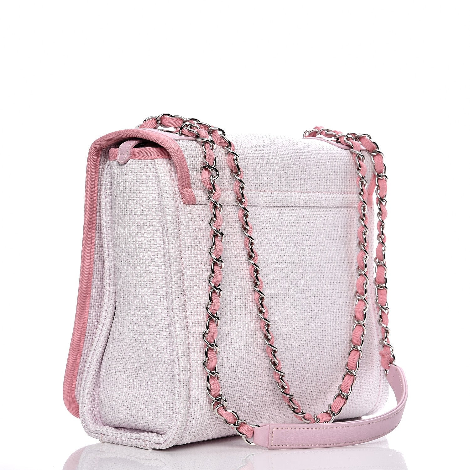 Chanel Woven Straw Raffia Small Deauville Messenger Light Pink 3 of 7