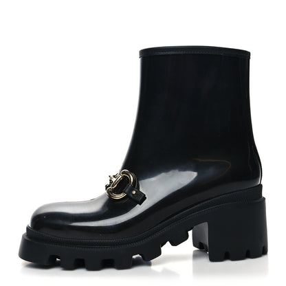 Gucci Rubber Womens Horsebit Ankle Boots 38 Black 1 of 8
