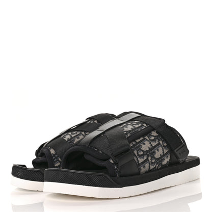 Christian Dior Oblique Jacquard Mens Alpha Sandals 42 Beige Black 3 of 9