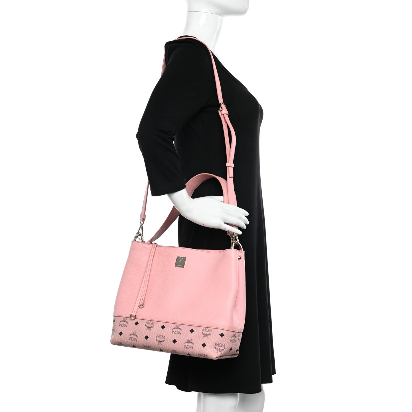 Calfskin Visetos Anni Medium Hobo Bag Soft Pink