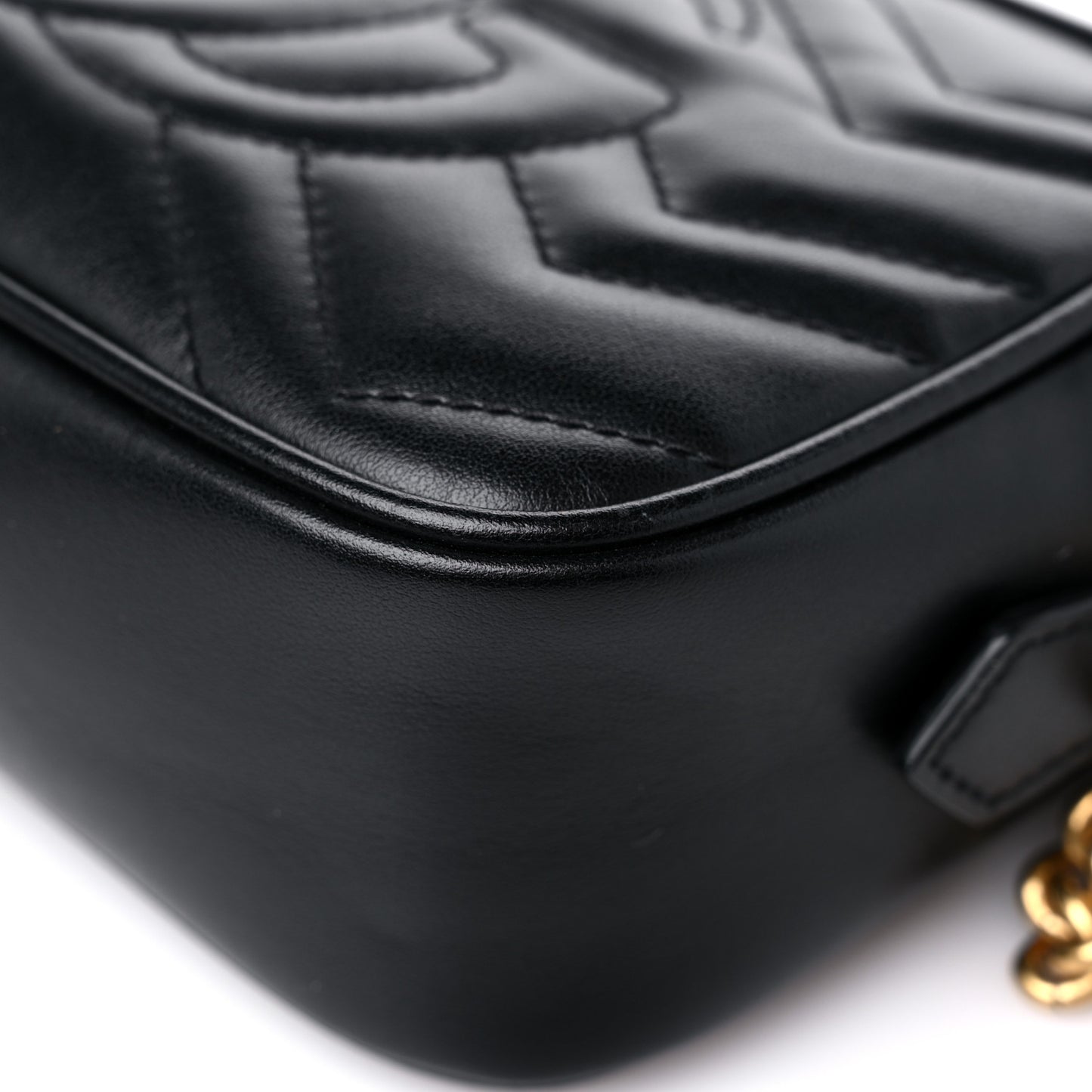 Calfskin Matelasse Mini GG Marmont Chain Shoulder Bag Black